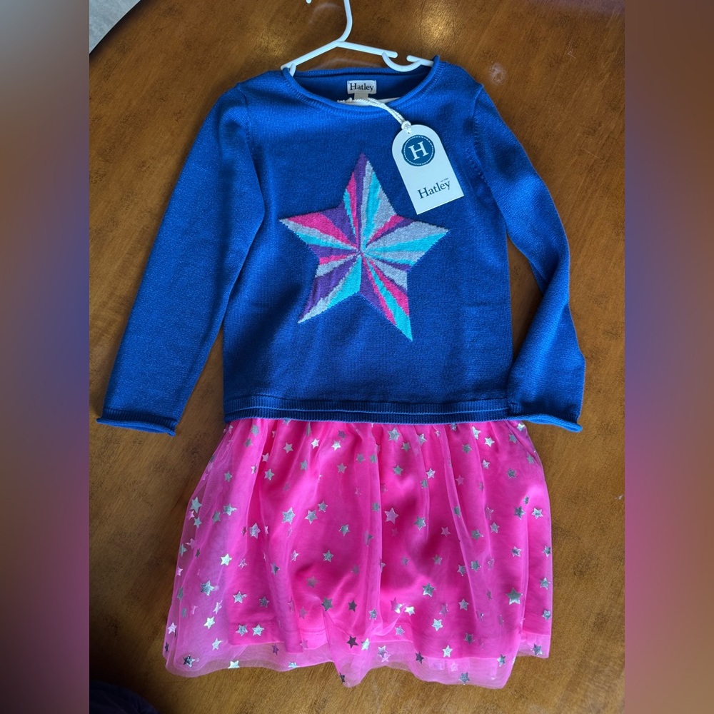 Hatley Blue Multicolor Star Dress NWT size 7